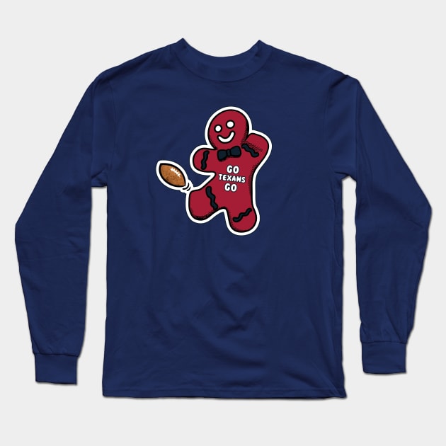 Houston Texans Gingerbread Man Long Sleeve T-Shirt by Rad Love